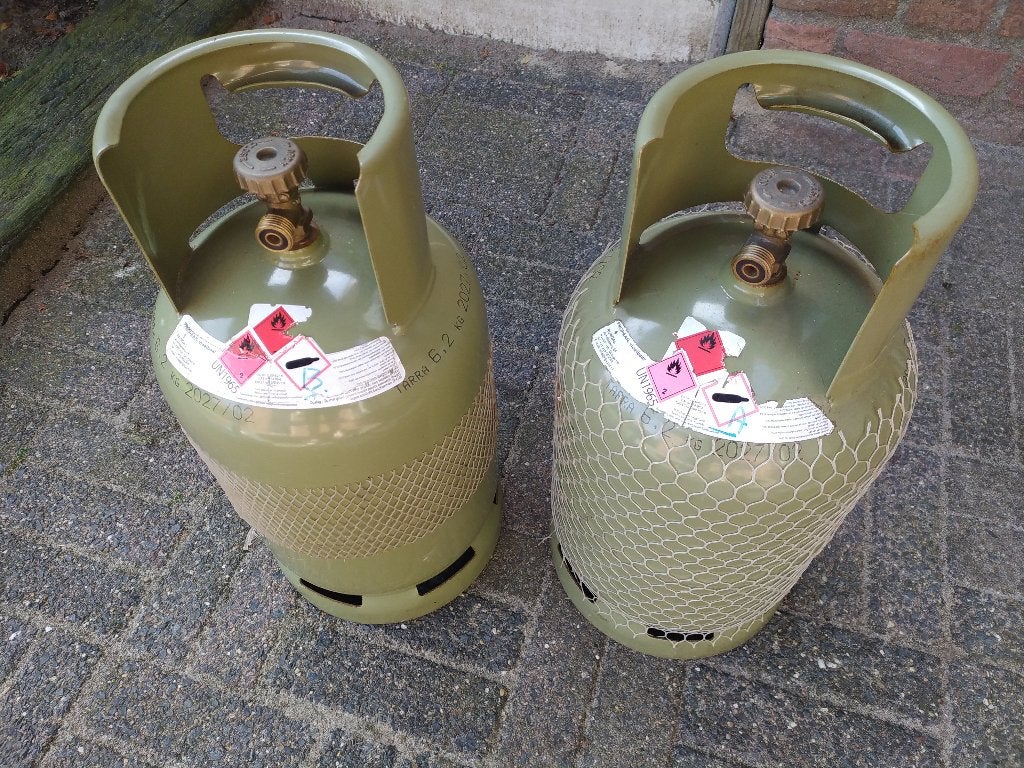 Groene 5 kg gasfles , volledig gevuld., Ophalen, Zo goed als nieuw