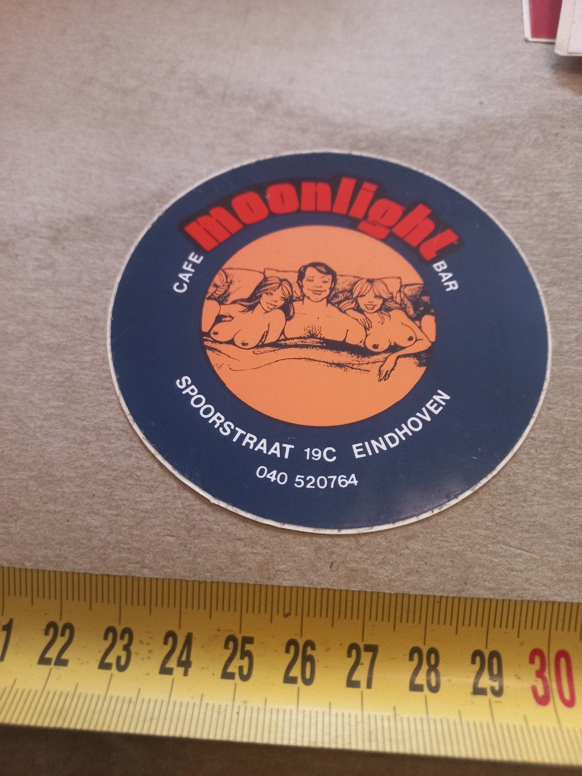 Vintage Cafe Moonlight Bar Eindhoven sticker, Ophalen of Verzenden, Gebruikt