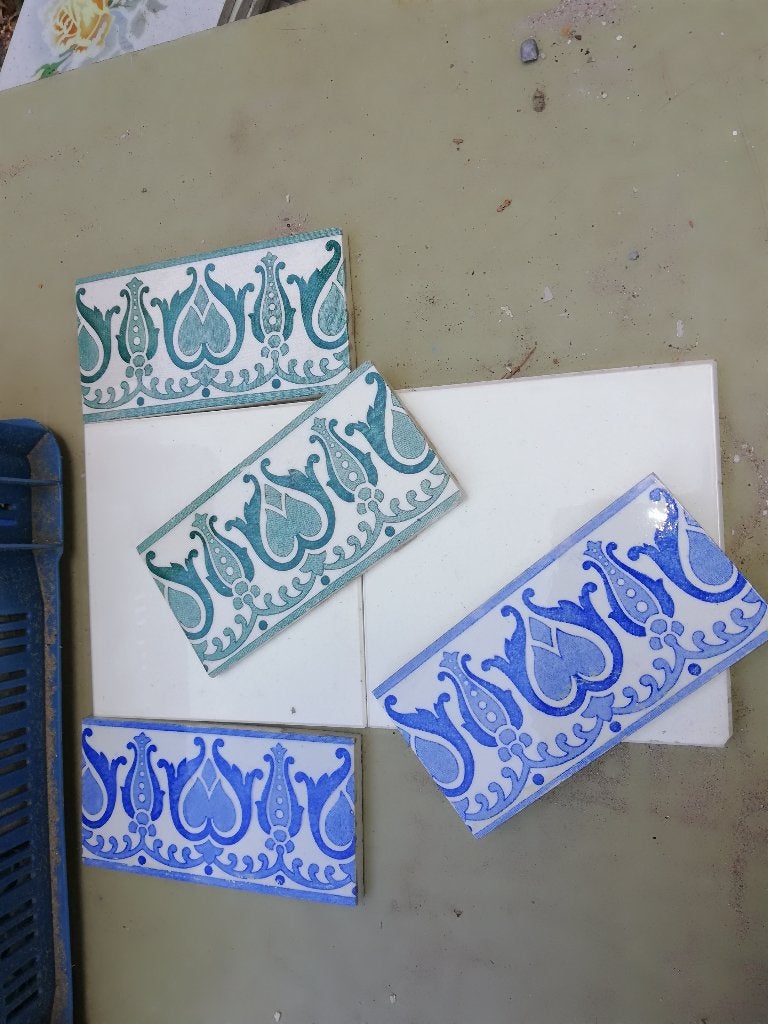 20 blauwe antieke sierranden 15 x 7,5cm, Ophalen of Verzenden