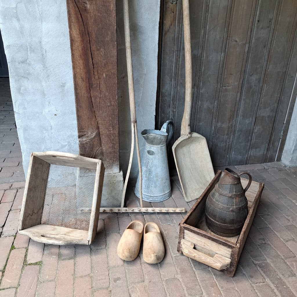 Oud houten zeef schep hark wijnkan klompen graanschep Etage3, Gebruikt, ., Ophalen of Verzenden, .