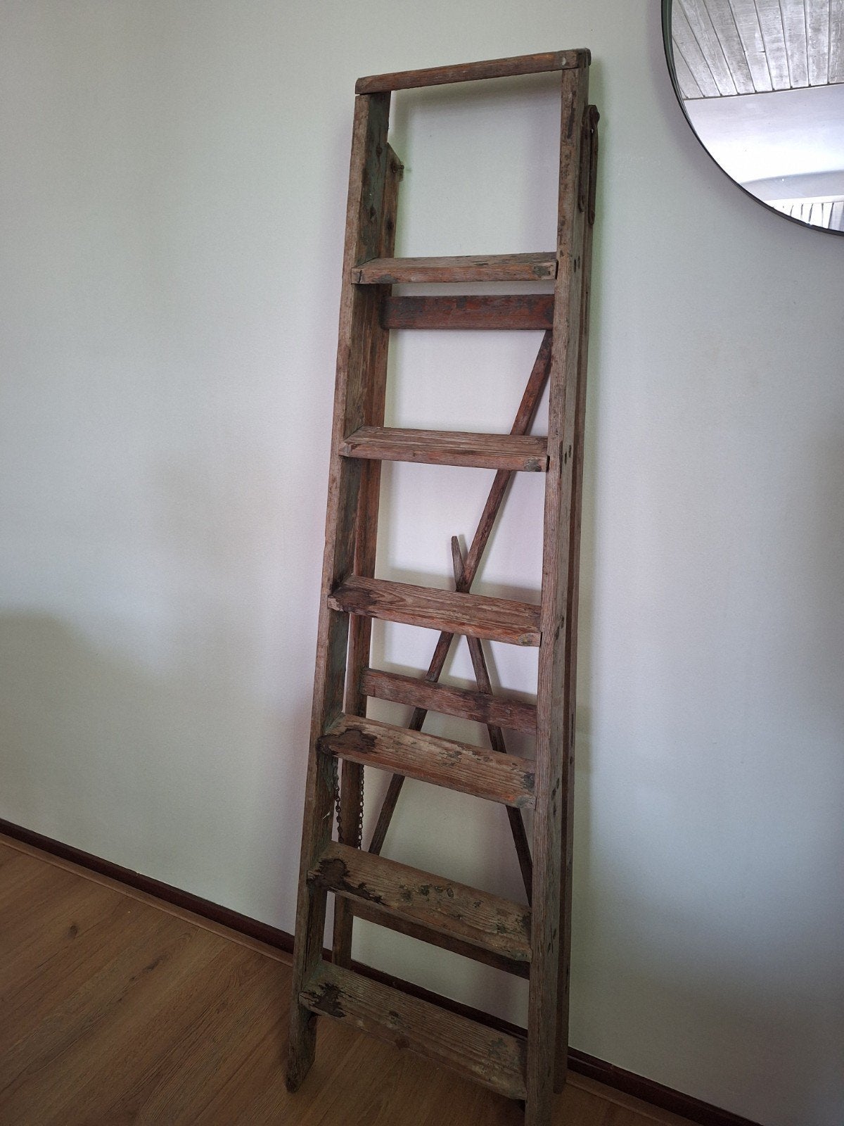 Oude houten trap - Decoratieve ladder, Gebruikt, Trap, Ophalen of Verzenden, Opvouwbaar of Inschuifbaar
