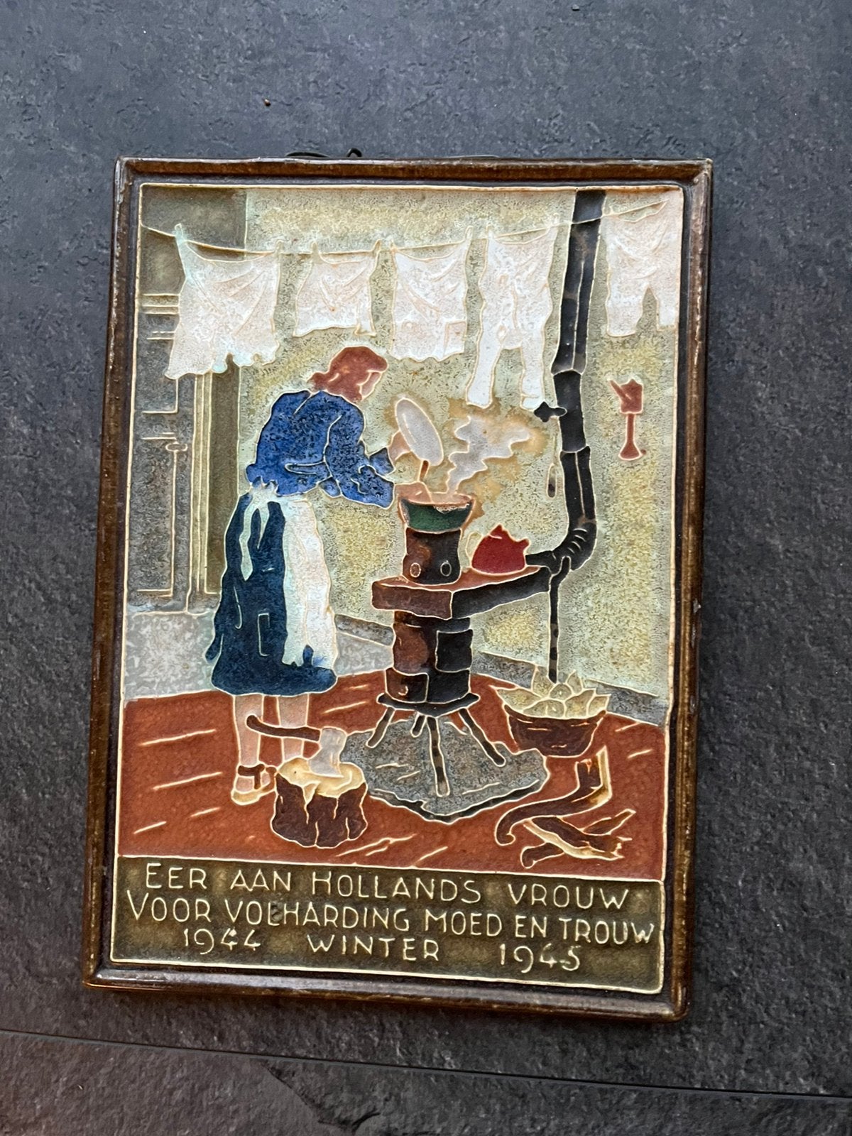 De Porceleyne Fles, Delft, cloisonne wandtegel, 1945, Antiek en Kunst, Ophalen of Verzenden