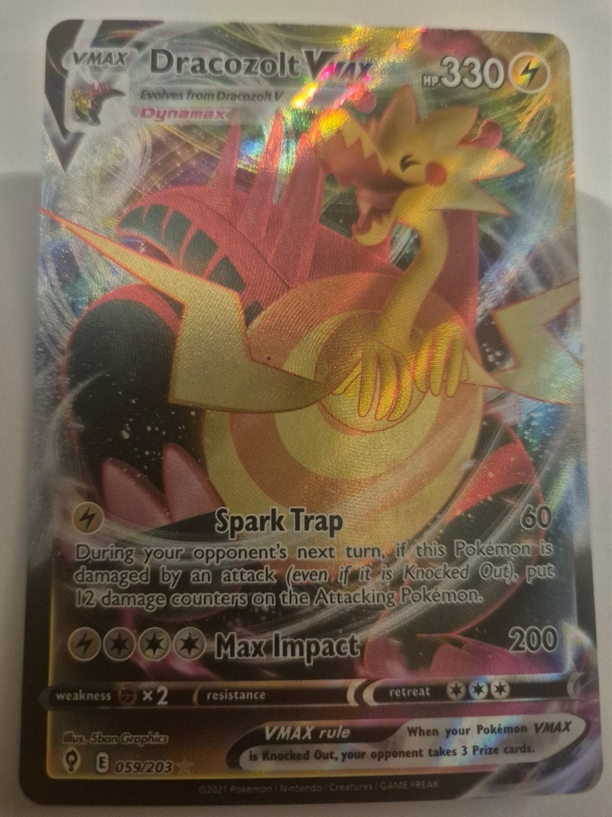 Dracozolt Vmax pokemon s&s evolving skys 059/203, Ophalen of Verzenden, Zo goed als nieuw