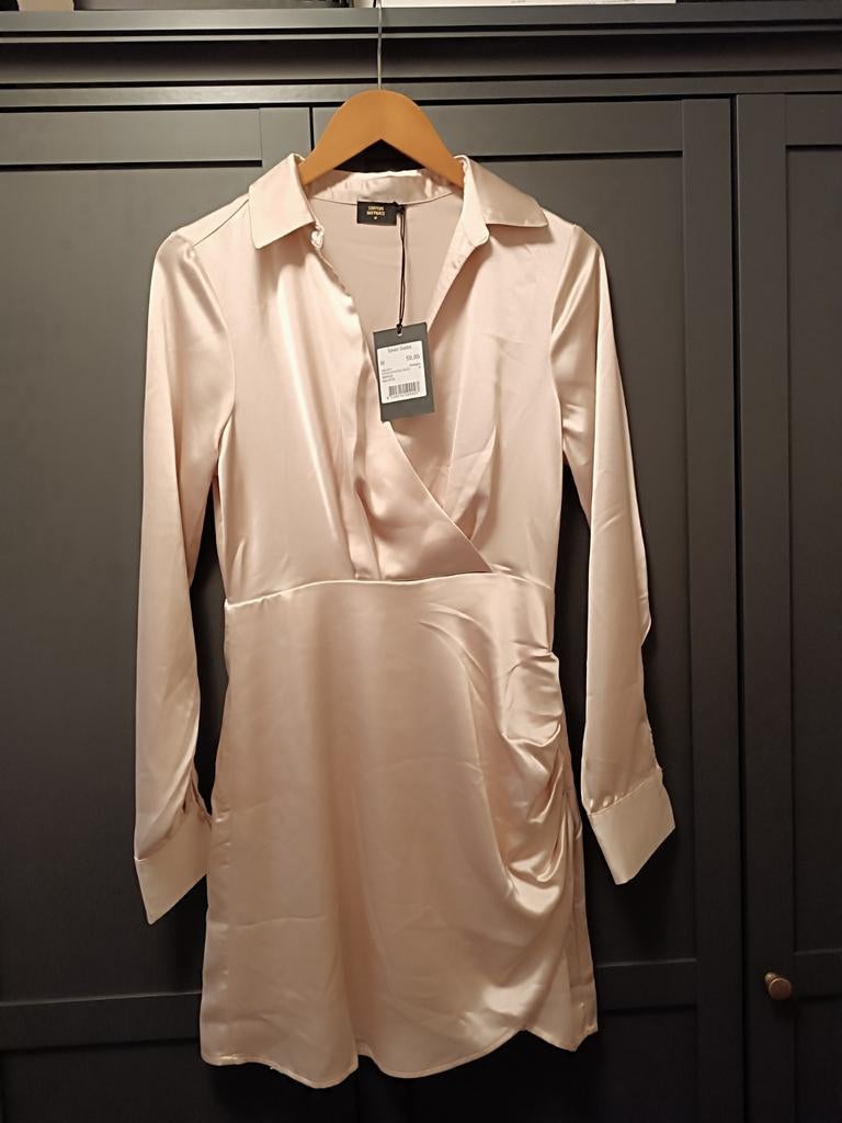 Seven Sisters satijnen wikkeljurk - champagnekleurig, Maat 38/40 (M), Seven Sisters, Beige, Nieuw