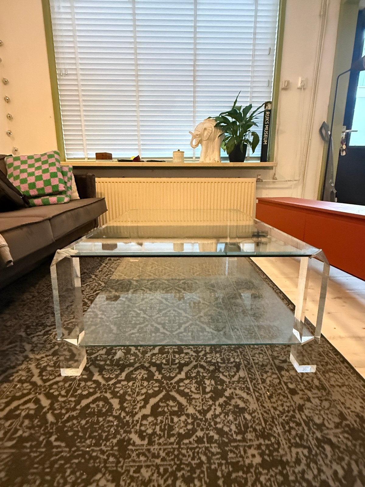 Glazen salon tafel, 100 tot 150 cm, Zo goed als nieuw, Rechthoekig, 50 tot 100 cm