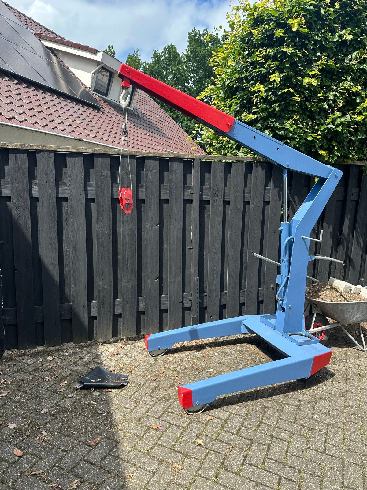 Stevige Werkplaatskraan / Motortakel - Blauw/Rood, Ophalen of Verzenden, Gebruikt, Handmatig
