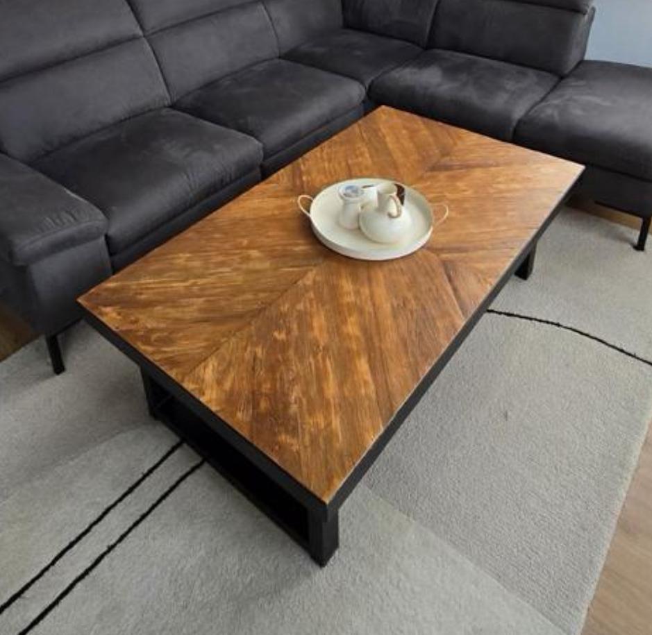 **Luxe industriële salontafel van Eijerkamp – z.g.a.n.**, Huis en Inrichting, Tafels | Salontafels, 100 tot 150 cm, Teakhout, Zo goed als nieuw