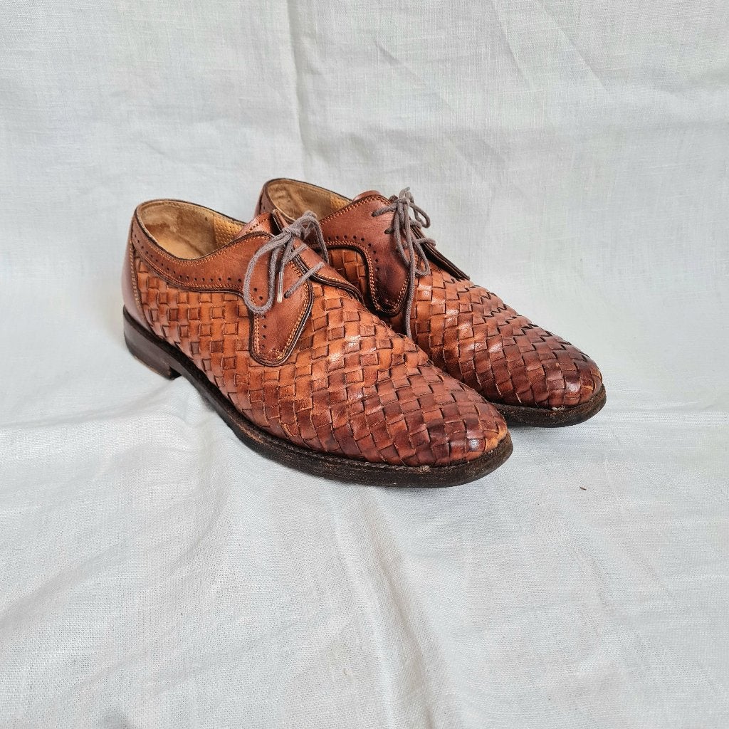 Bruine gevlochten vintage leren schoenen, maat 36, Schoenen met lage hakken, Bruin, Ophalen of Verzenden, Quarvif