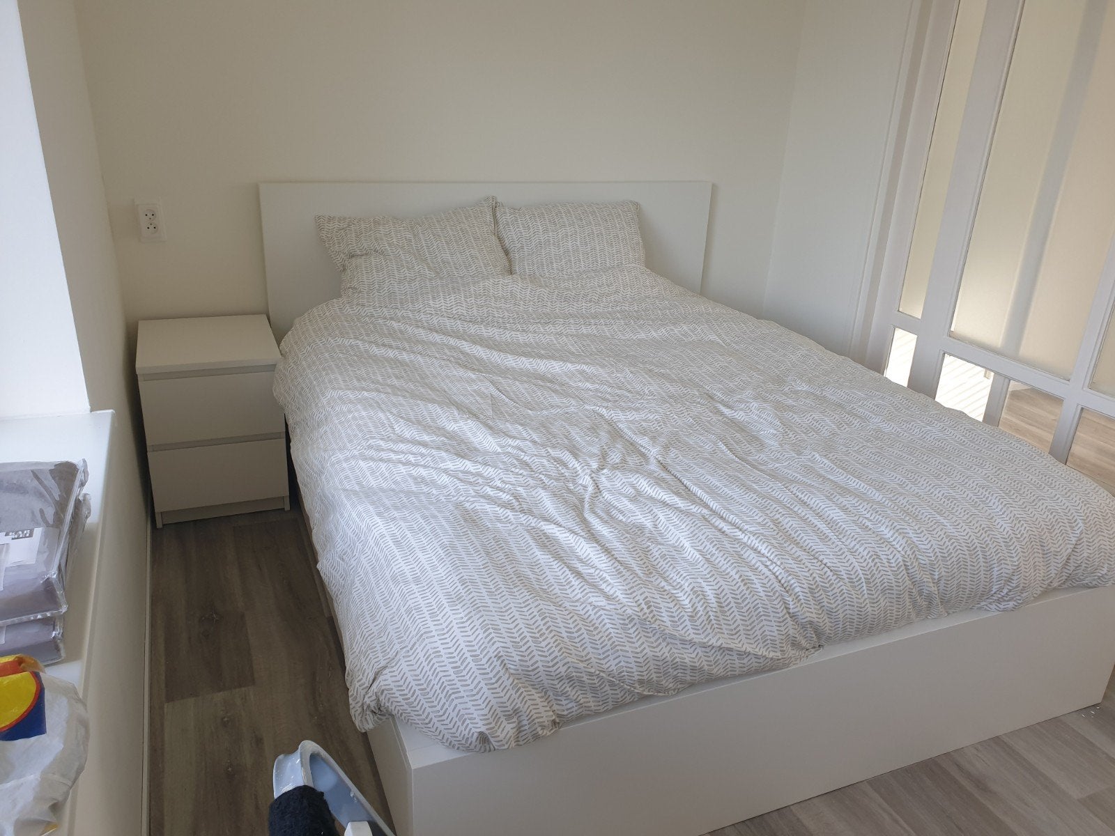 IKEA Malm bed 160 cm breed (matras/nachtkastje optioneel), Ophalen, Gebruikt, Wit, Tweepersoons