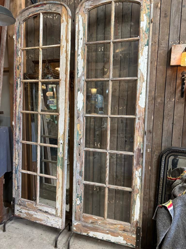 Oude Franse ramen met facet geslepen glas (per paar), Gebruikt, 80 tot 100 cm, 215 cm of meer, Overige typen