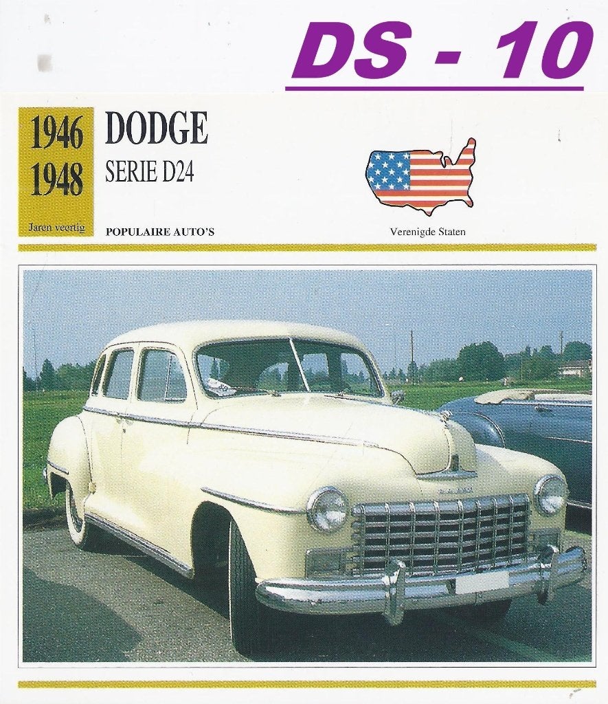 Ds10 autokaart dodge serie d24 ( 1946 - 1948 ), Verzamelen, Ophalen of Verzenden, Zo goed als nieuw, Auto's