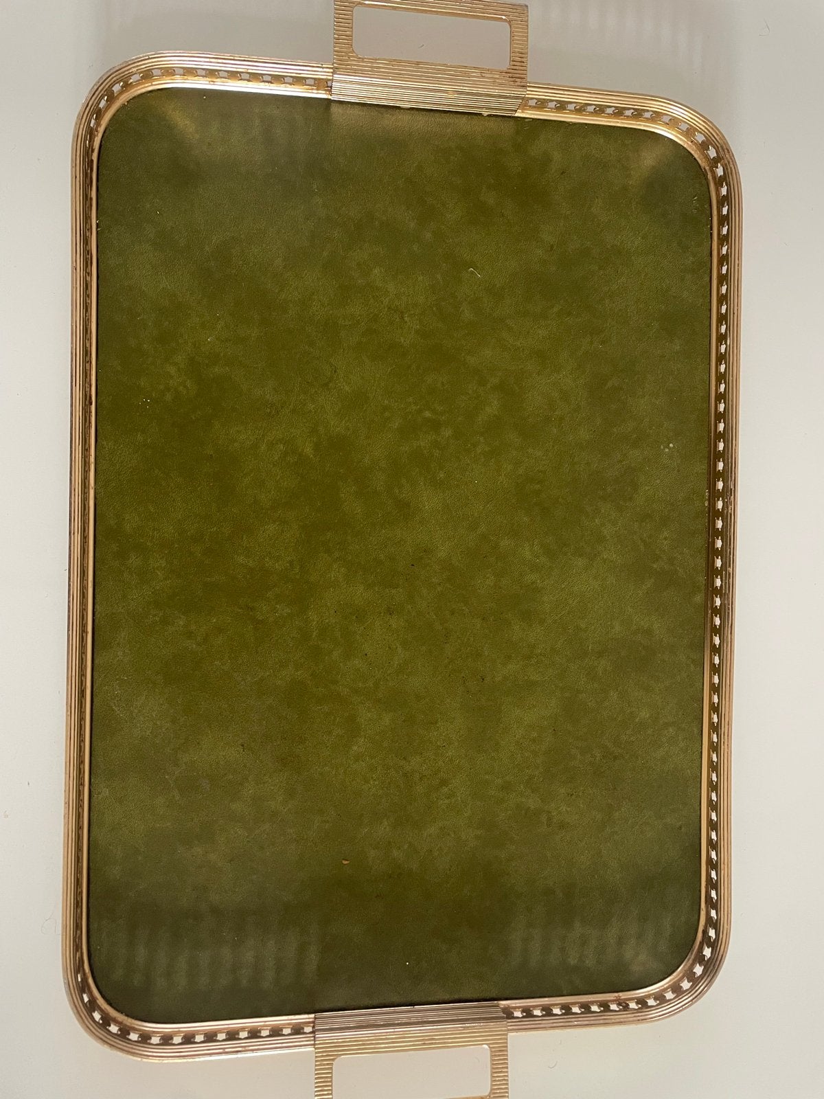 Vintage Dienblad Goudkleurig met Groen Inleg, Ophalen