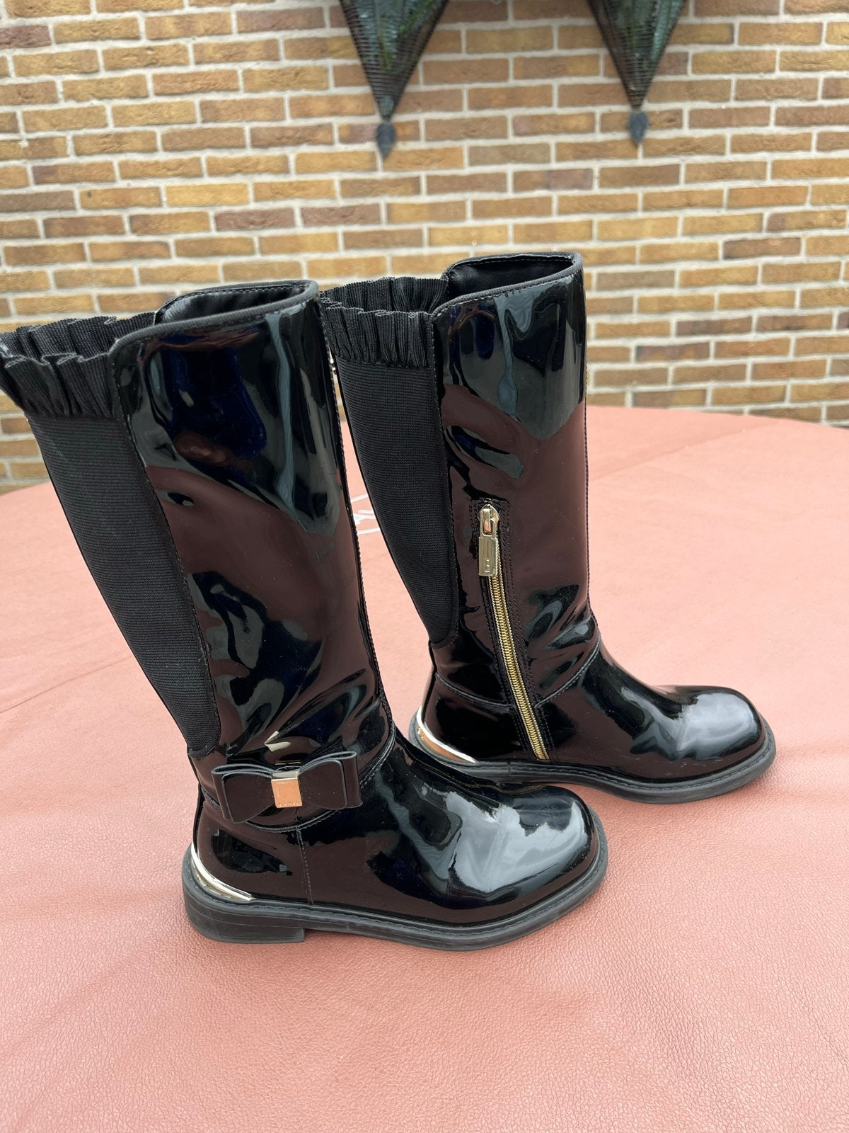 Zwarte ted baker  laklaarzen met strik en rits, maat 30,5, Kinderen en Baby's, Meisje, Ophalen of Verzenden, Laarzen, Zo goed als nieuw