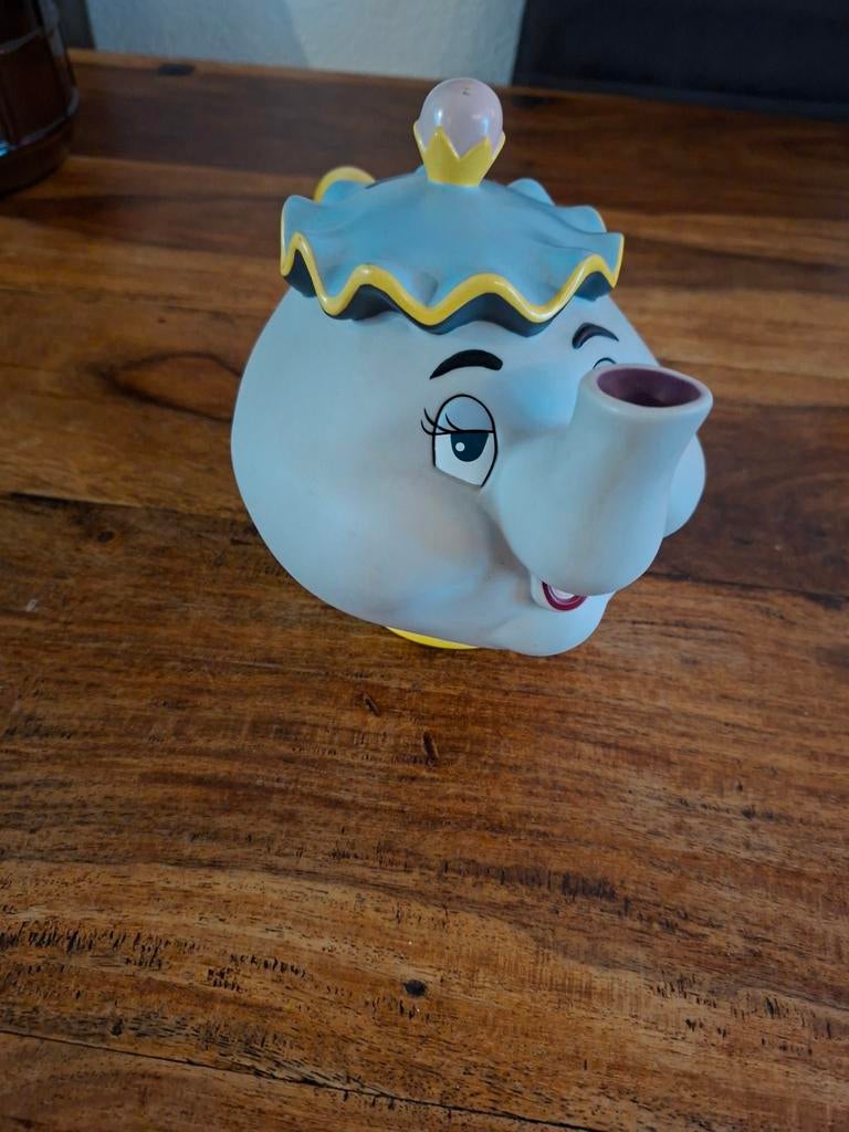 Vintage Disney Mevrouw Theepot Spaarpot, Ophalen of Verzenden, Overige figuren, Gebruikt, Beeldje of Figuurtje