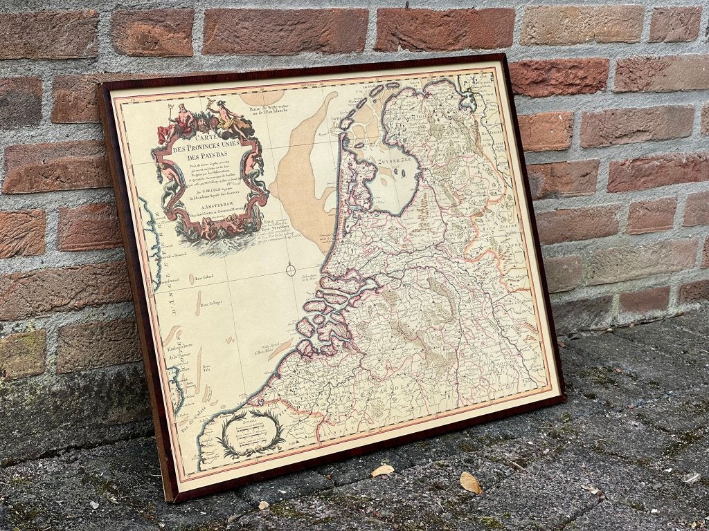Antieke kaart Provinces Unies des Pays Bas – De l'Isle, Cartografie, Ingelijst, Gravure, 42 cm