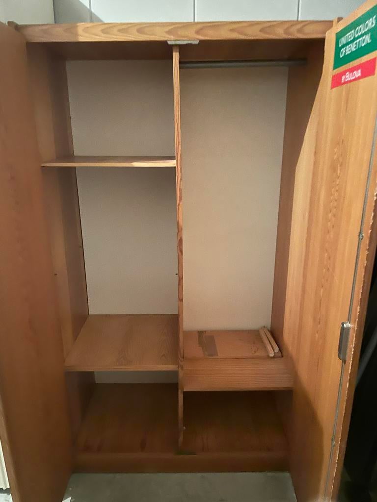 Houten kledingkast 1m breed, 2m hoog - overschilderbaar, Huis en Inrichting, Kasten | Kledingkasten, Gebruikt, 100 tot 150 cm