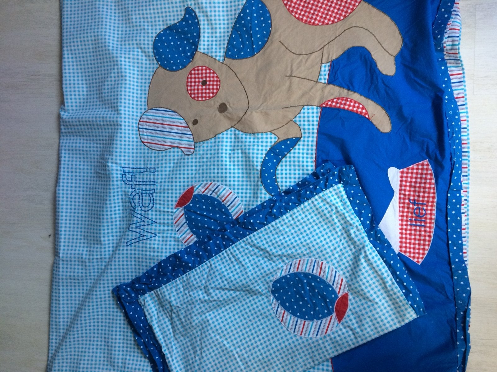 Lief! Dekbedovertrek met vrolijke hond - Waf!, Ophalen, Blauw, Dekbedovertrek, Nieuw