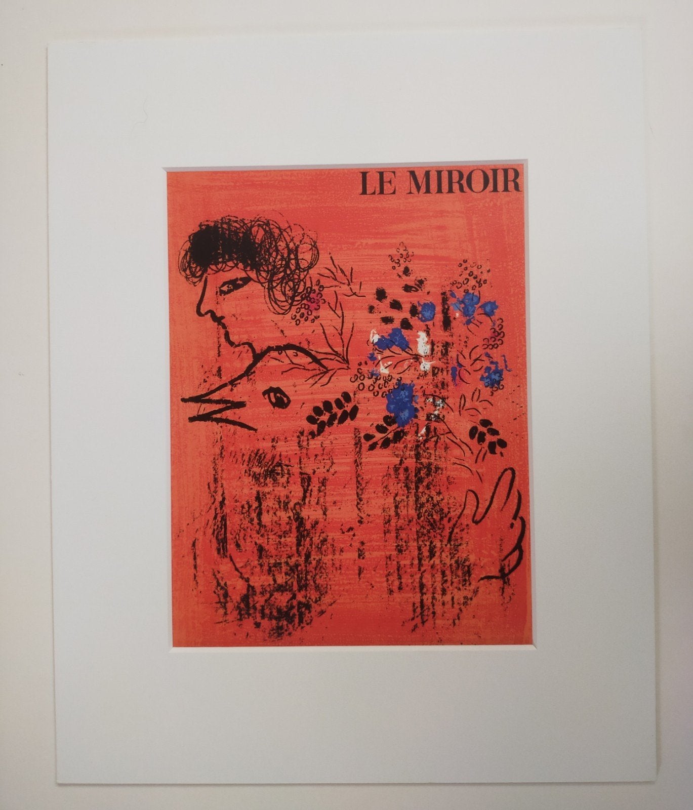 Marc Chagall - Bouquet à l'oiseau - Originele Litho, Antiek en Kunst, Origineel, Ophalen of Verzenden, Personages en Fantasiefiguren