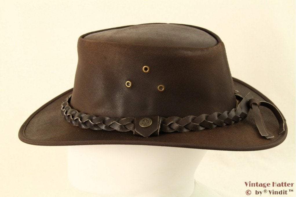 Western hoed Hawkins bruin geruwd leer 57, 58, 59, 60 Nieuw, Hoed, Nieuw, Ophalen of Verzenden, 58 of 59 cm (L, 7¼ of ⅜ inch)