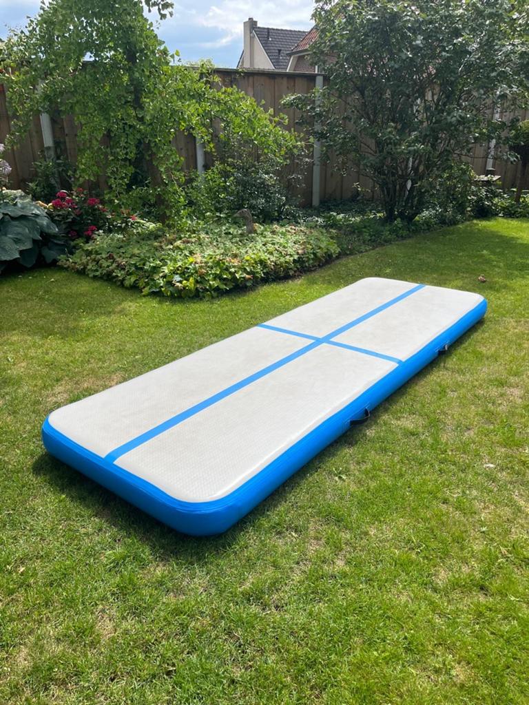 Airtrack turnmat 3 meter met pomp en draagtas, Ophalen, Gebruikt, Maat 36 t/m 42, Blauw