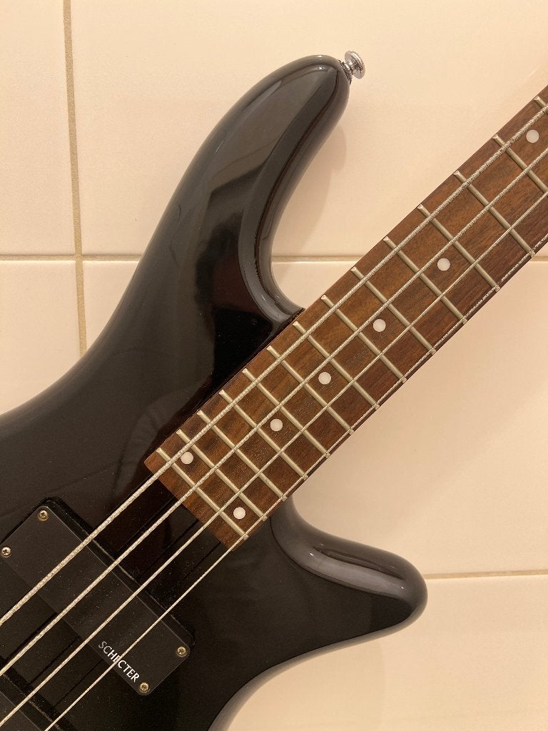 Schecter Diamond Series Stiletto Deluxe Basgitaar Zwart, Ophalen, Zo goed als nieuw, Elektrisch
