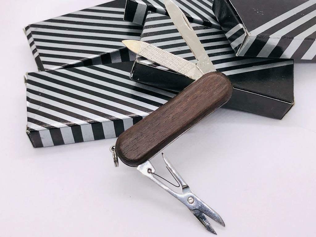 Zwart ebbenhout mini mes zakmes met schaartje en nagelvijl, Vintageknives.nl, Ophalen of Verzenden, Zo goed als nieuw, Maarten@Vintageknives.nl