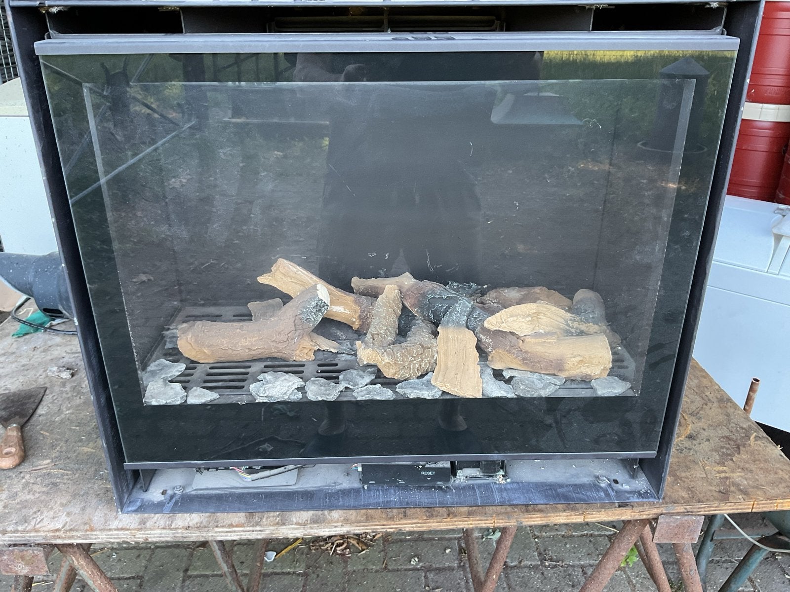 Inbouwgashaard met flexibele RVS afvoer, Ophalen, Gebruikt, Inbouwhaard, Gashaard