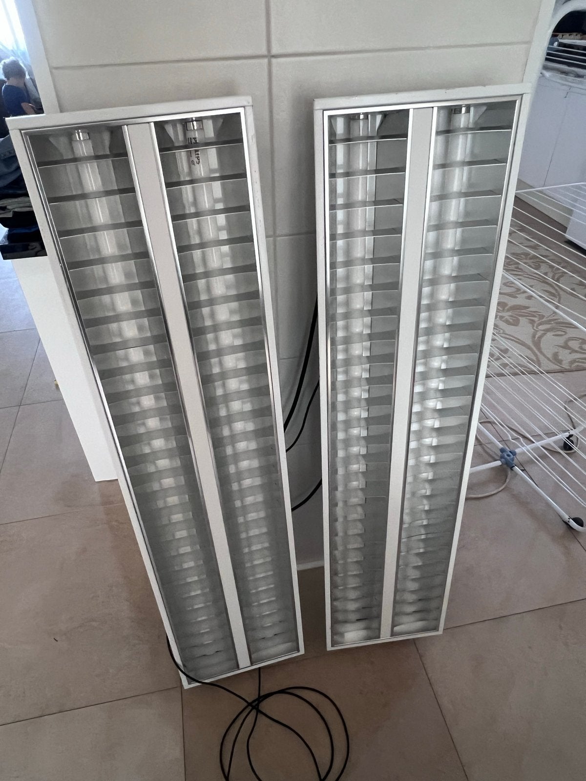 TL armaturen 30x120 cm systeemplafond met Philips buizen, Metaal, Wit, Gebruikt, G13 (TL)