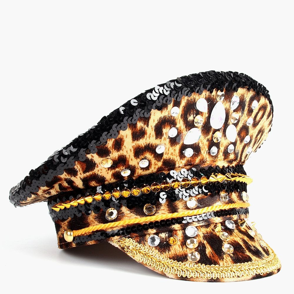 Luipaard kapiteins pet / glitter panter hoed gay kapitein, Kleding | Heren, Verzenden, Nieuw, Pet