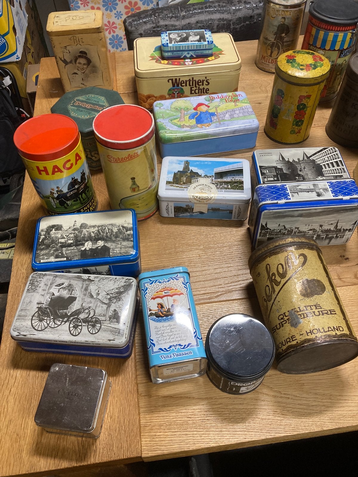 Vintage oude blikken trommels, Ophalen of Verzenden, Gebruikt, Overige