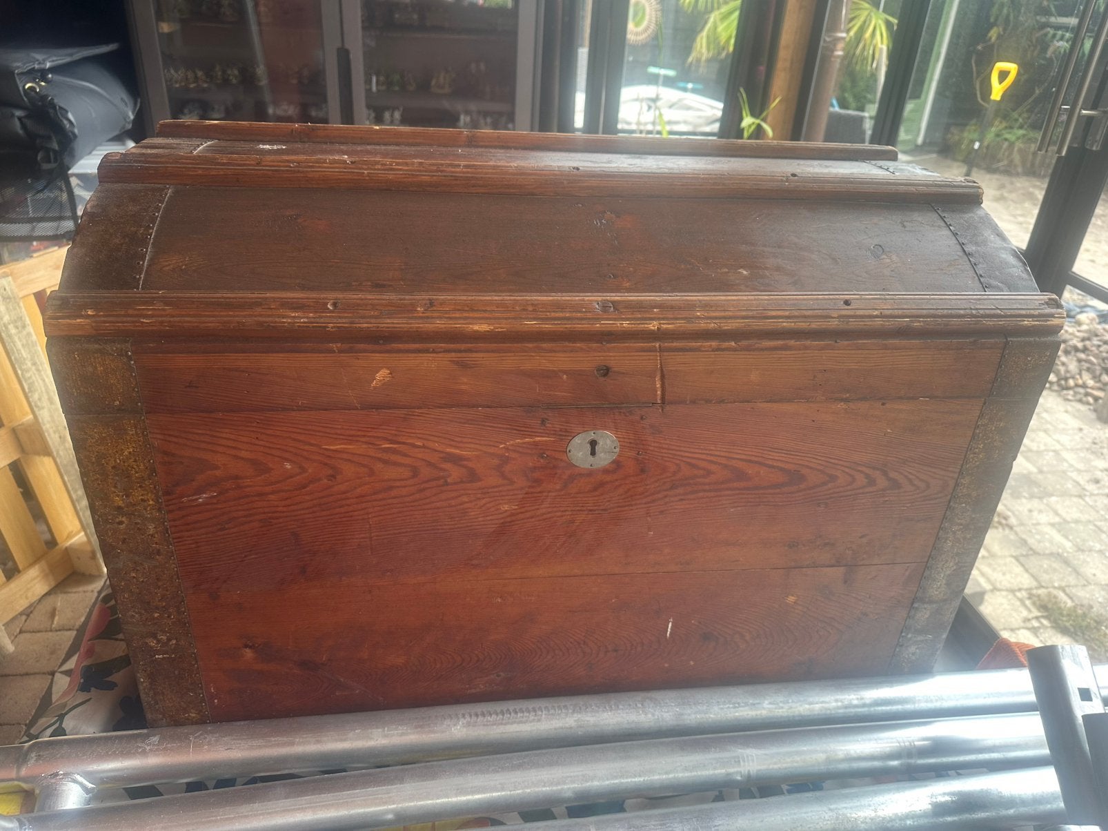 Prachtige antieken houten dekenkist, Ophalen, 50 – 75, Gebruikt, 50 tot 100 cm