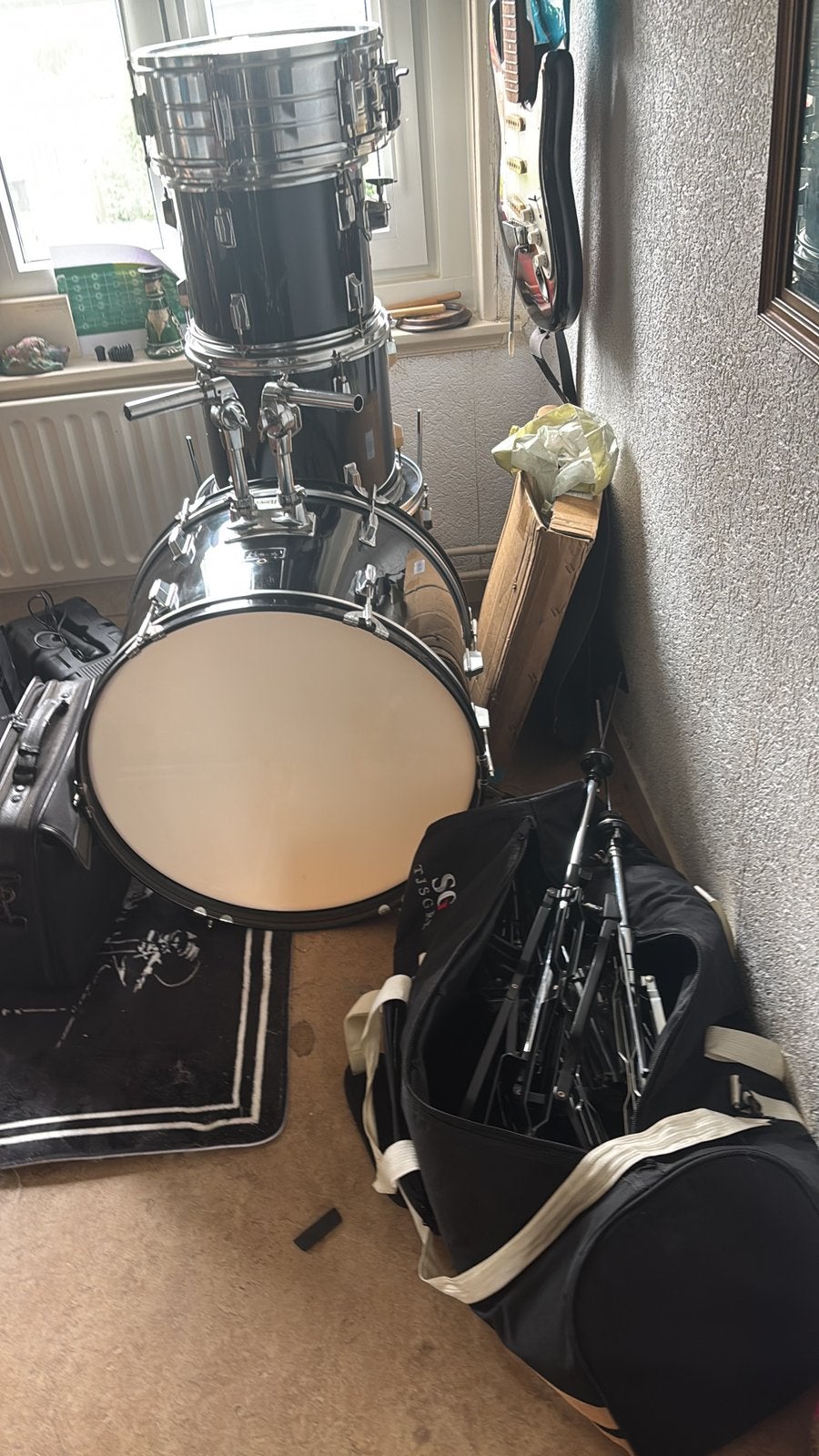 Te koop fijne drumstel zwart zie foto’s, Ophalen of Verzenden, Gebruikt, Overige merken