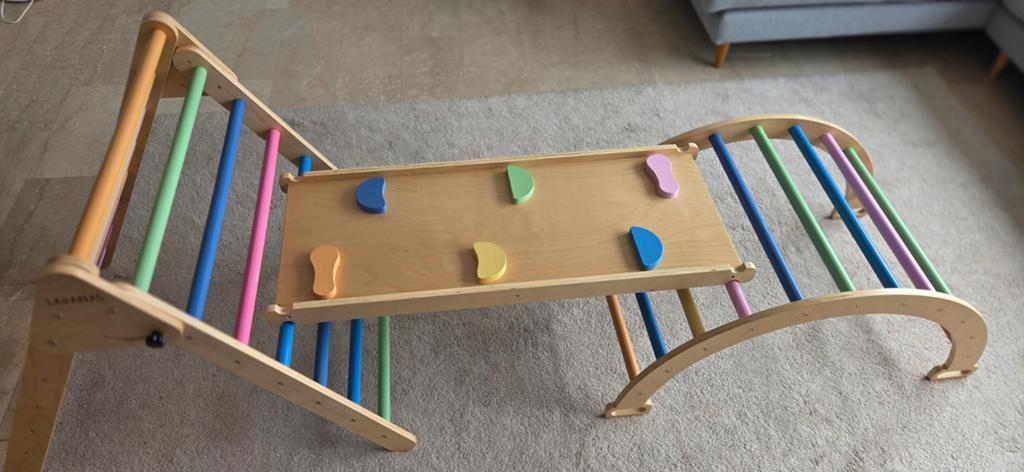 Houten Klimrek met Glijbaan/Klimwand voor Kinderen, Ophalen, Zo goed als nieuw, Klimwand