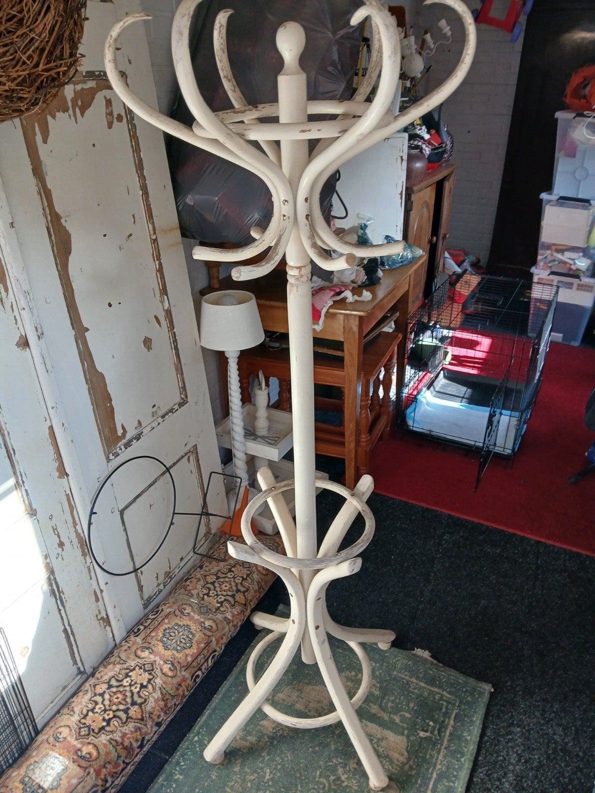 Houten  brocante  kapstok, Gebruikt, 100 tot 150 cm, Ophalen of Verzenden, Staande kapstok