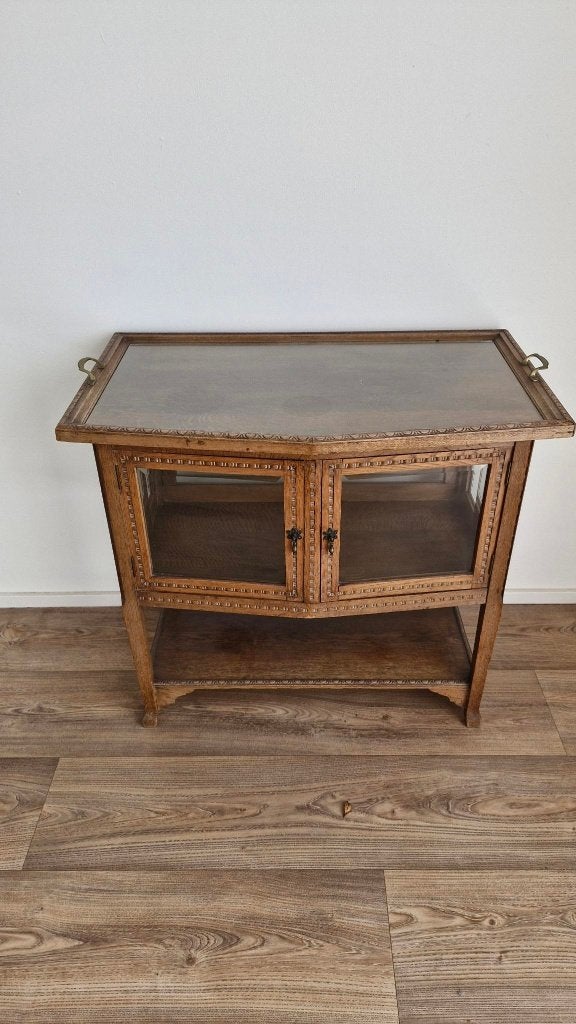 Antiek Vitrinekastje, Theekastje, Whiskey Bar, Met deur(en), Eikenhout, 50 tot 100 cm, Zo goed als nieuw