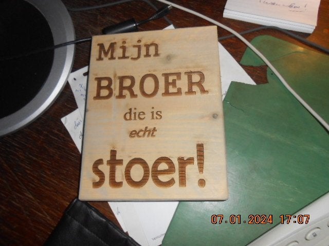 houten tekstborden: "mijn broer die is echt stoer!"/"boats", Tekstbord, Ophalen of Verzenden, Zo goed als nieuw, Hout