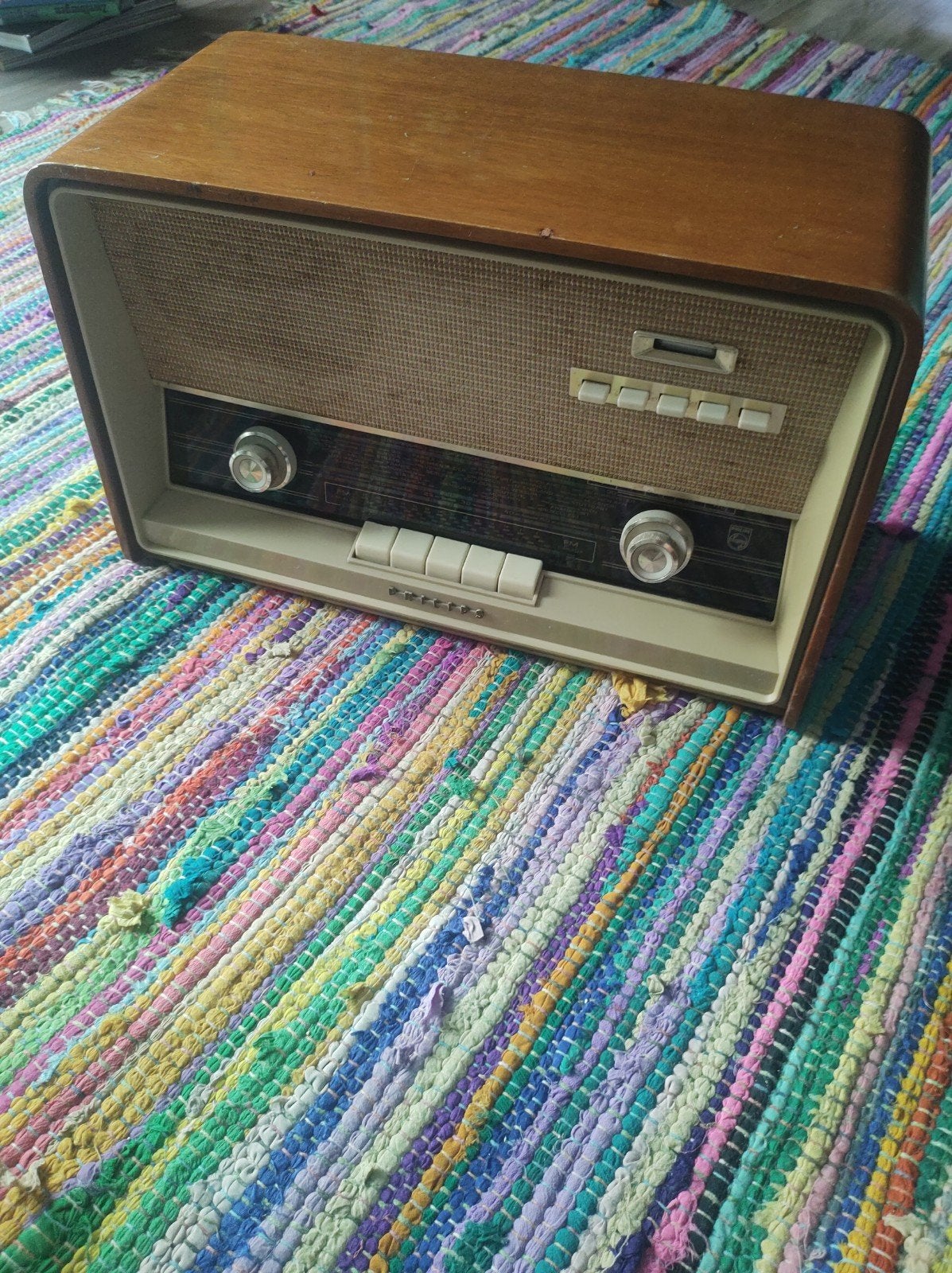 Vintage Philips buizenradio B4X92A -  Werkend, Audio, Tv en Foto, Radio's, Ophalen, Gebruikt