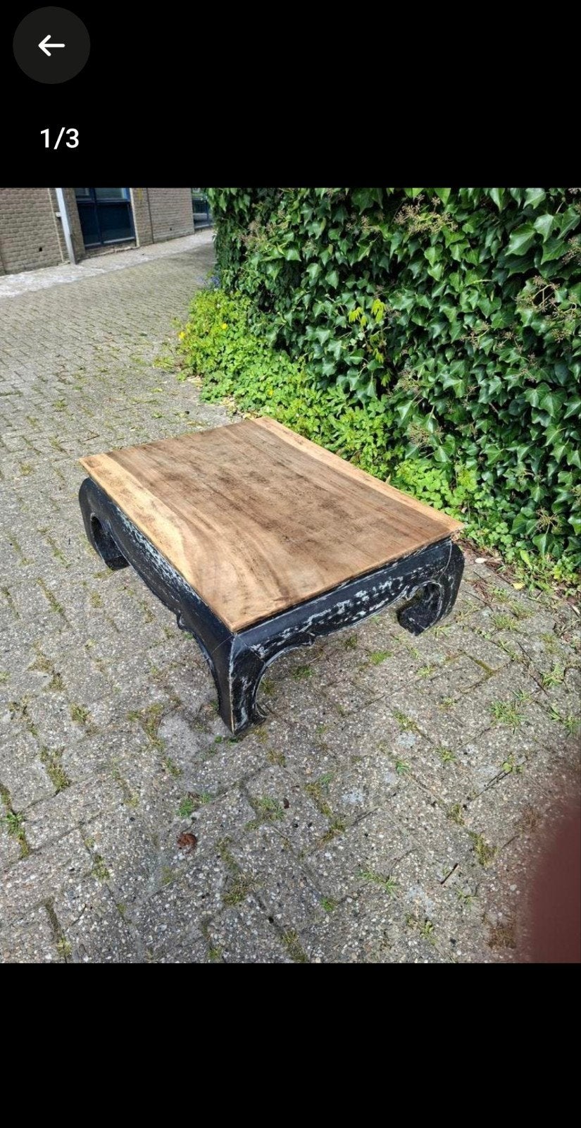 Opiumtafel zwart met hout, 50 tot 100 cm, Overige houtsoorten, 50 tot 100 cm, Ophalen of Verzenden
