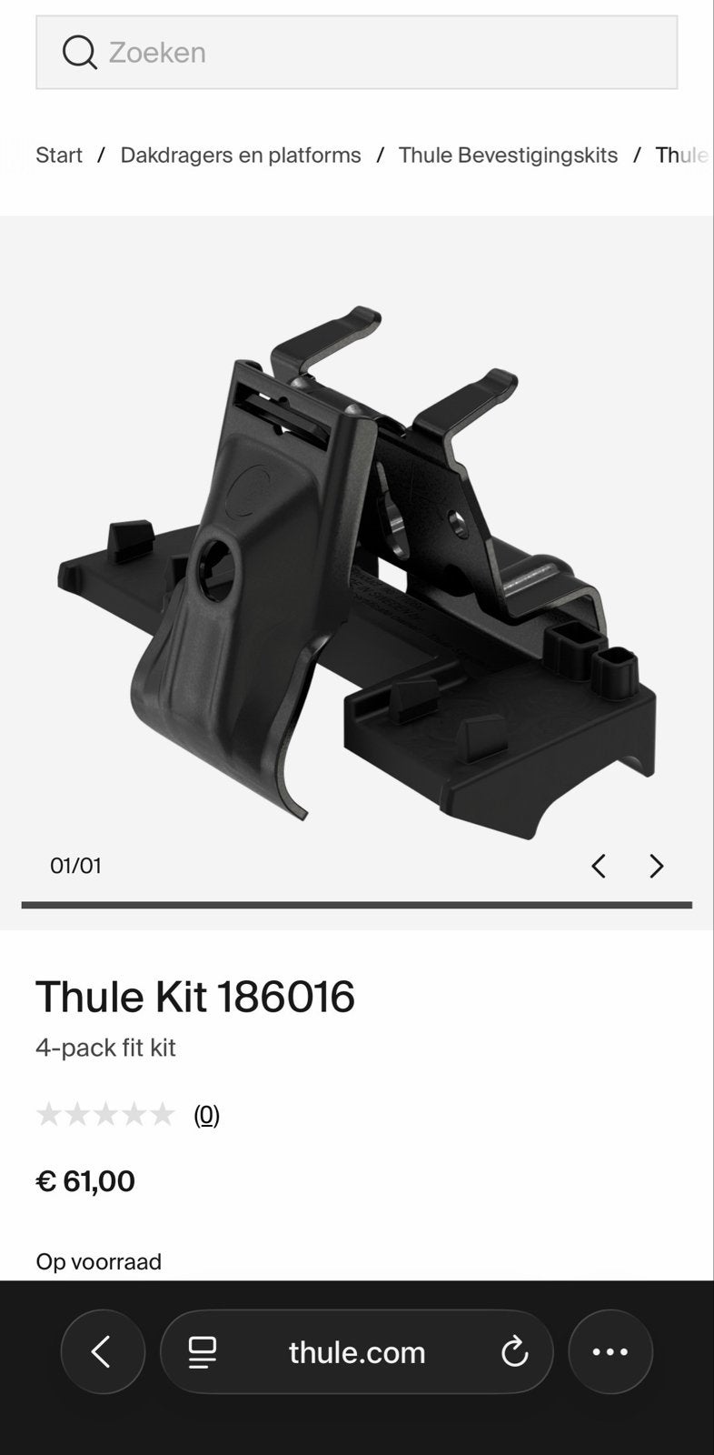 Thule Kit 186016 voor Mitsubishi Outlander (2013-2021), Auto diversen, Dakdragers, Zo goed als nieuw, Ophalen of Verzenden