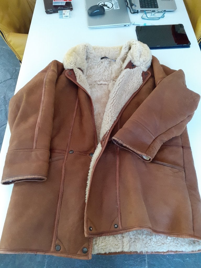 Engströms lammy coat uit jaren 70, Kleding | Dames, Ophalen of Verzenden, Gedragen, Maat 38/40 (M), Bruin