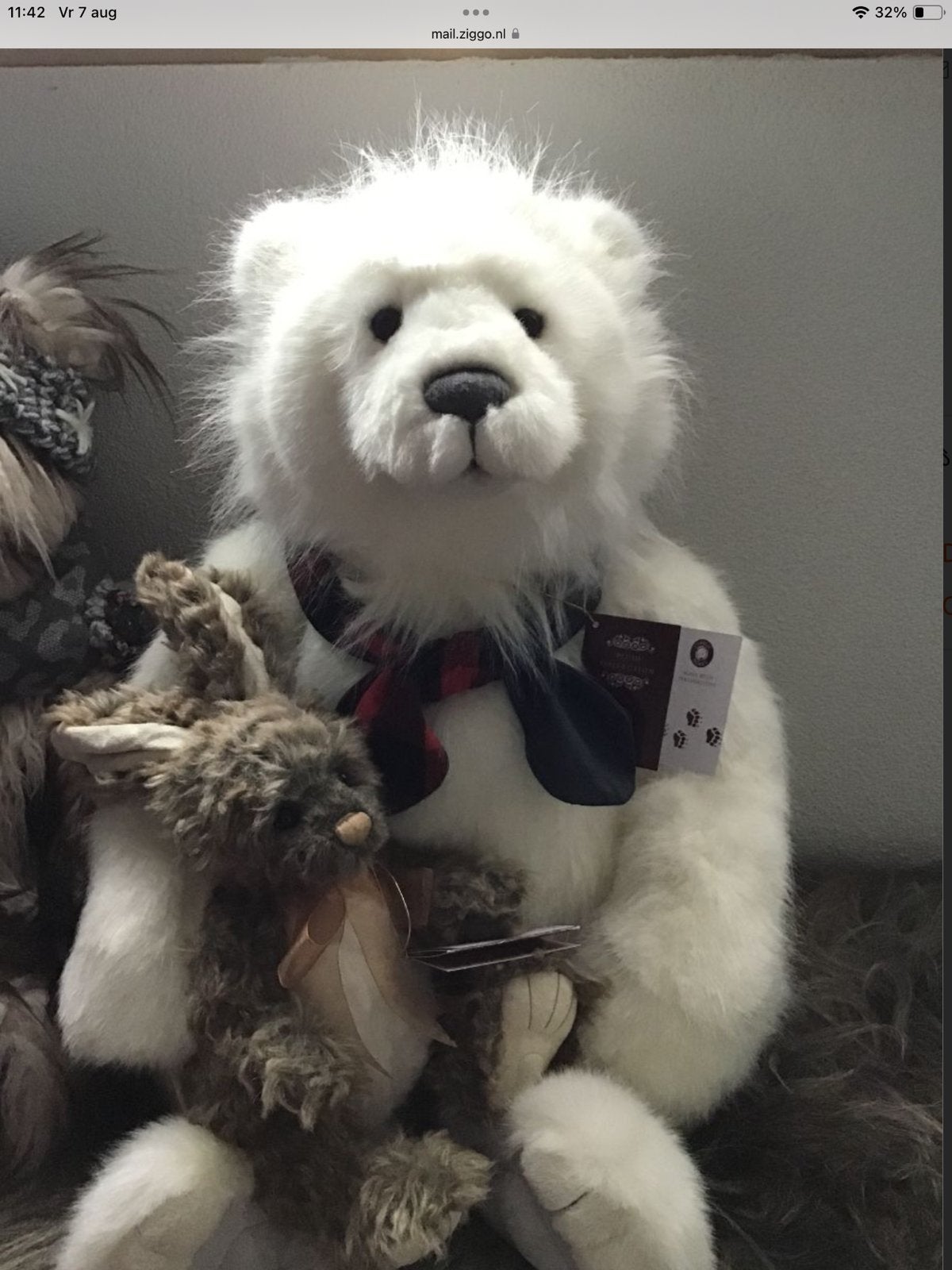 ***Auberon***Charlie Bears, Verzamelen, Ophalen of Verzenden, Zo goed als nieuw, Stoffen beer, Overige merken
