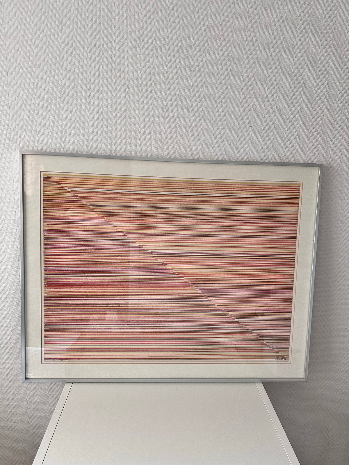 Gesigneerde abstracte print, kleurrijke lijnen, 1978, Ophalen of Verzenden, Print, Prent, Gesigneerd