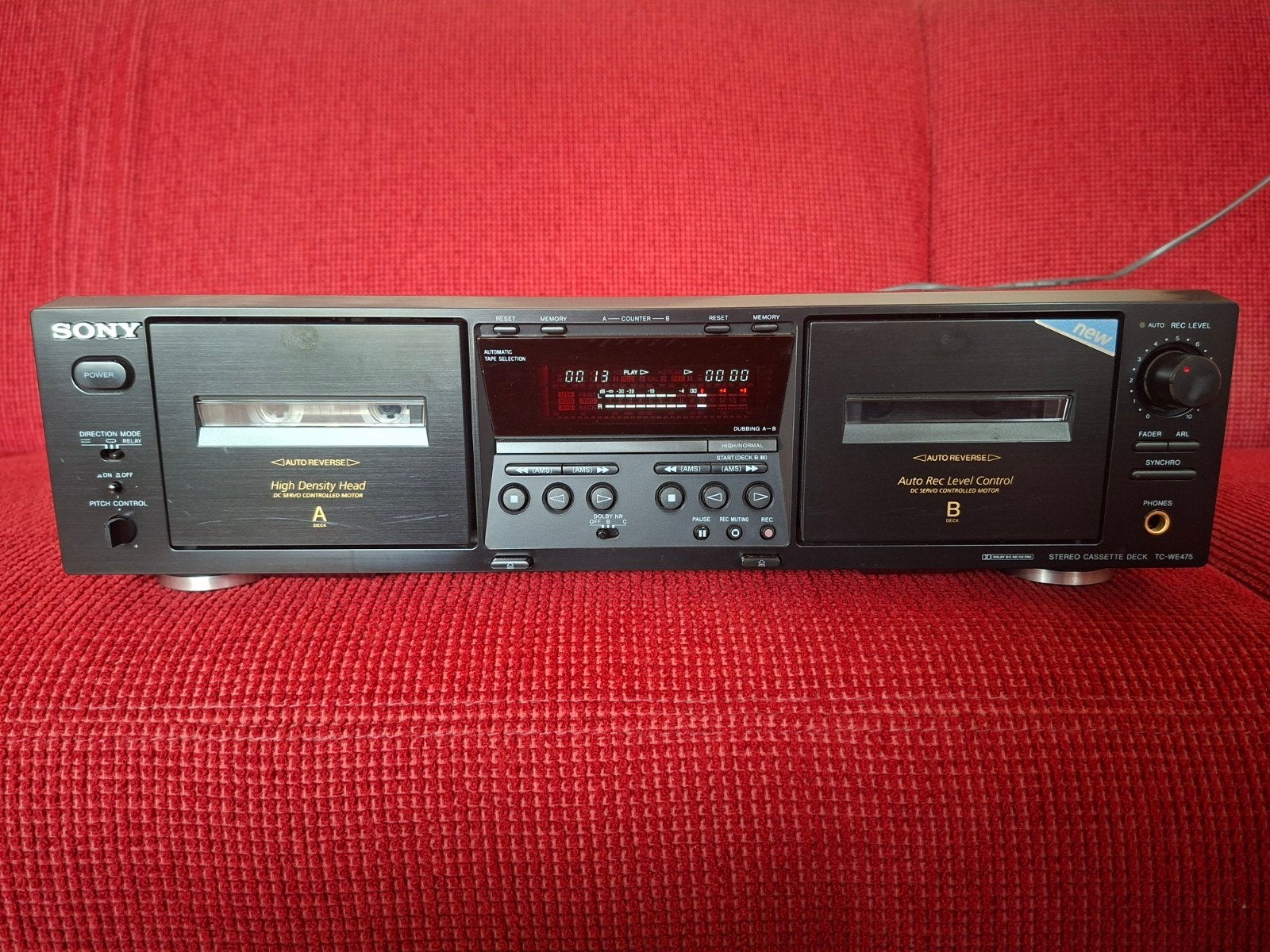 Sony TC WE 475 dubbel auto reverse cassettedeck, Ophalen, Dubbel, Sony, Tiptoetsen