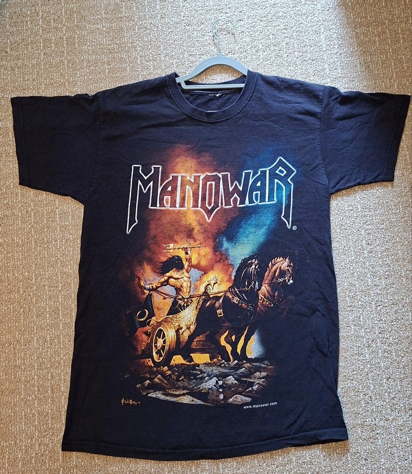 Manowar t-shirt Demons Dragons & Warriors Tour 2007, mt L, Maat 52/54 (L), Zwart, Ophalen of Verzenden, Zo goed als nieuw