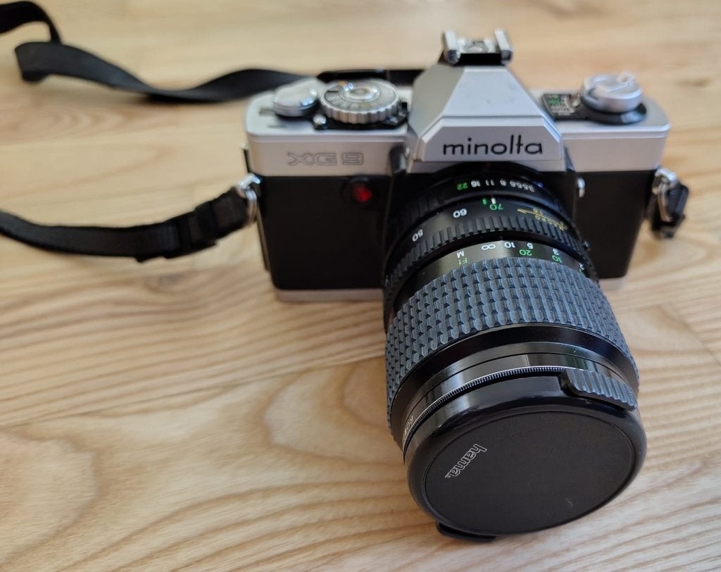 Spiegelreflexcamera analoog Minolta XG 9 AF 35-mm zoomlens, Ophalen of Verzenden, Gebruikt, Spiegelreflex, Minolta