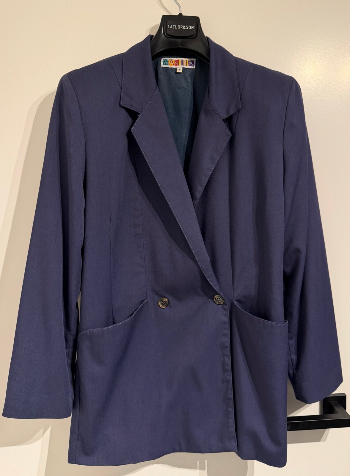 Vanilia - blauwe vintage blazer | maat 1 (36), Blauw, Ophalen of Verzenden, Zo goed als nieuw, Jasje