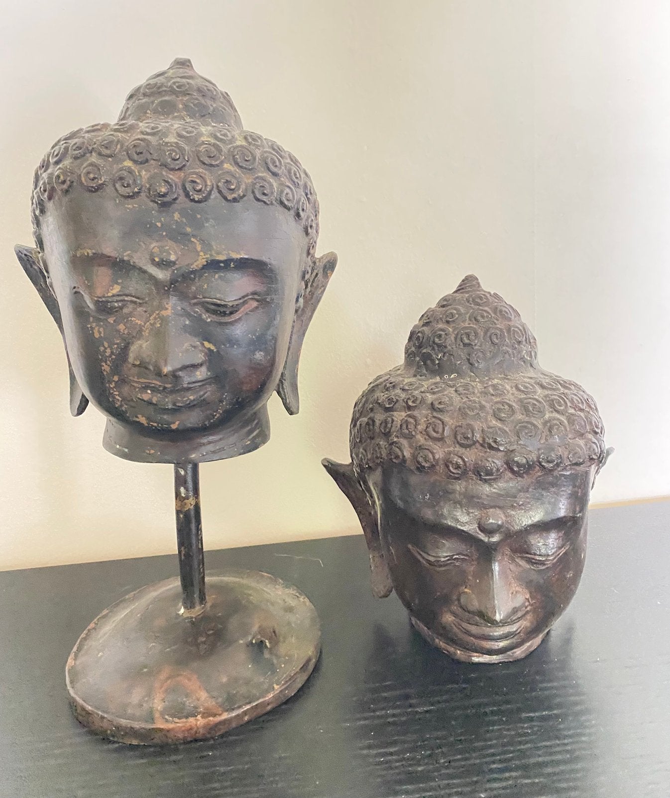 Mooie set vintage metalen Boeddha hoofden, Ophalen of Verzenden, Gebruikt