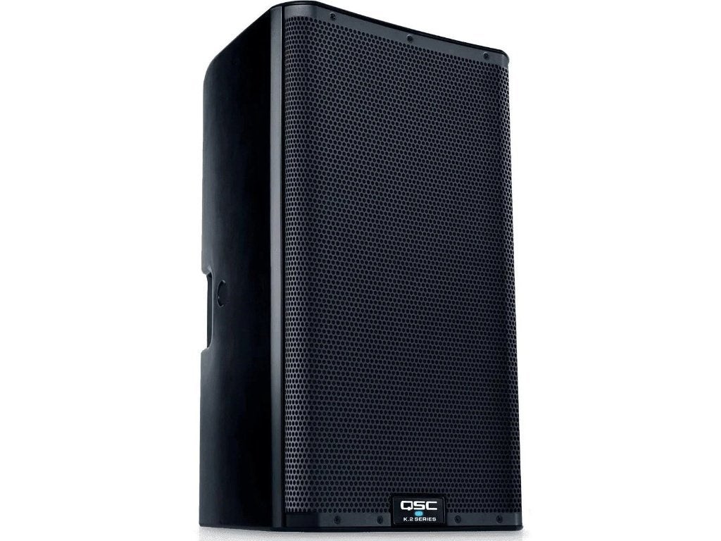 Complete QSC K12.2 Geluidsset – 2x 2000W + Hoezen, Statieven, Inclusief standaarden, Speakerset, Zo goed als nieuw, Ophalen
