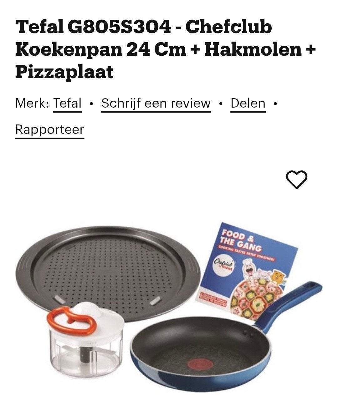 nieuw in doos Tefal Chefclub Koekenpan 24cm + Hakmolen + Piz, Tefal, BP 322, 69134 Ecully Cedex, France, Contact-nl@tefal.com