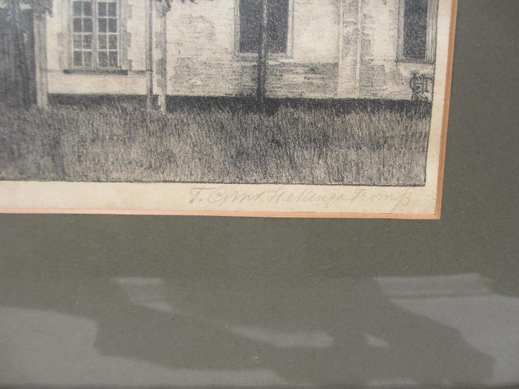 Litho T.G.M. van Hettinga Tromp /begijnhof Brugge 1929, Antiek en Kunst, Ophalen of Verzenden